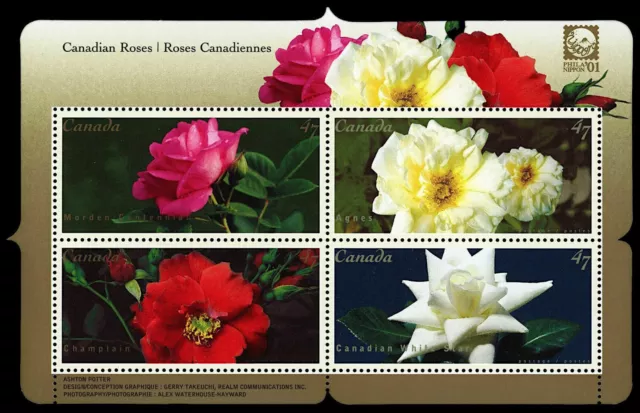 Canada Stamps Souvenir Sheet of 4, Roses, #1910 MNH