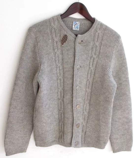Herren Trachten Strick Janker/Jacke grau m. Zopfmuster ca. Gr. 50 v. H. Trautzer