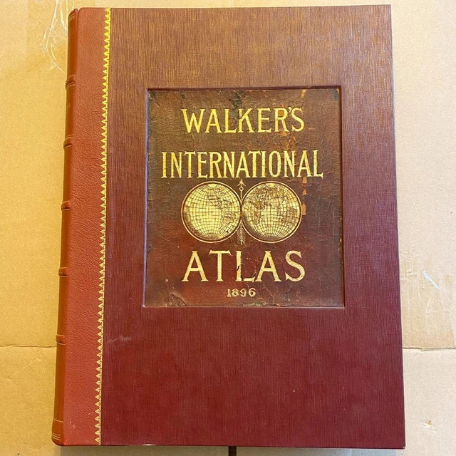 1896 Walker's International Atlas World & US State Railroad Maps Great Condition