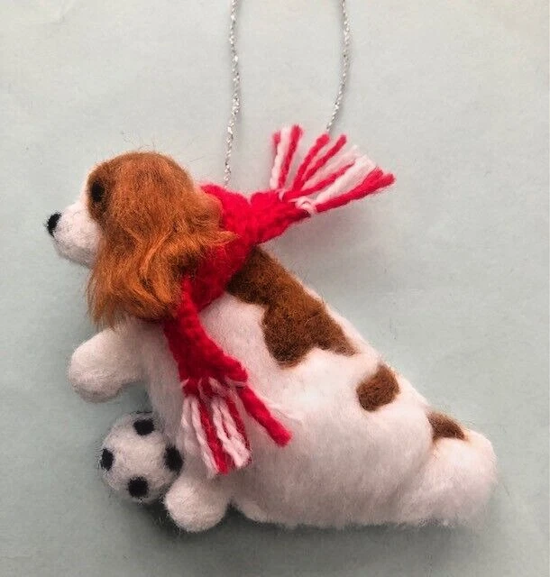 Cavalier King Charles Spaniel Football- Any Colour Scarf Part Needle Felted Dog