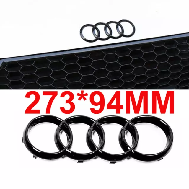 Avant 273x94mm Grille Badge Anneaux Logo Emblème Pour AUDI A1 A3 A4 A5 A6