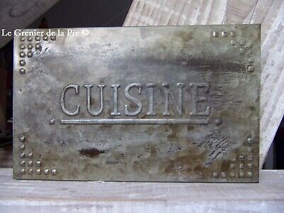 dessous de plat CUISINE plaque en métal zinc patiné décoration style vintage