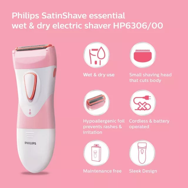 PHILIPS SatinShave Essential Rasoir électrique humide et sec HP6306/00 sans fil 2