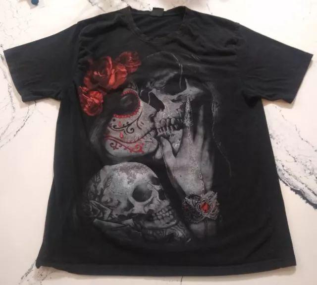 VTG Spiral Direct Grim Reaper Horror T Shirt Sz Large Double Sided Big Graphics