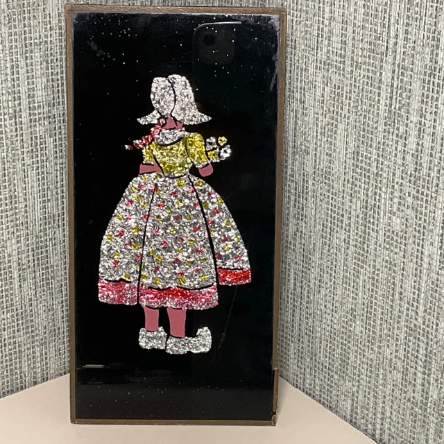 VINTAGE DUTCH REVERSE Glass Foil Picture folk Art 1930/40's £7.50