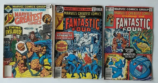 3x Fantastic Four 4 1977 #73 1978 #92 Mar 1979 #86 Mar Marvel Comic