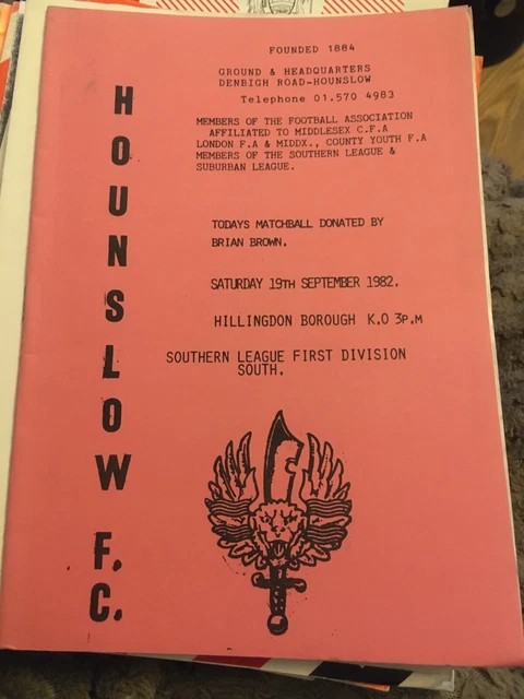 HOUNSLOW V HILLINGDON Borough 1982/83 SL £2.29 PicClick UK
