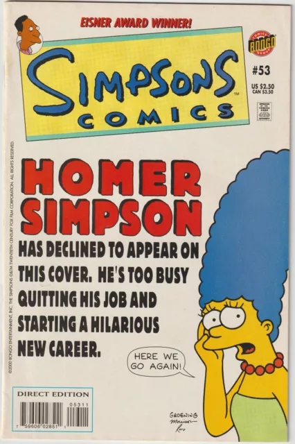 ✪ SIMPSONS COMICS #53 Homer Simpsons, Bongo Comics 2000 US-COMICHEFT *TV-Comic