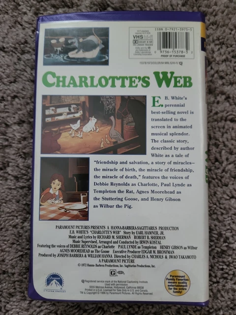 CHARLOTTE'S WEB VHS 1996 Paramount Family Favorites Animated Movie Tape