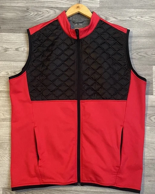 ADIDAS size XL CLIMAHEAT PRIME FILL QUILTED Gilet VEST jacket golf red black