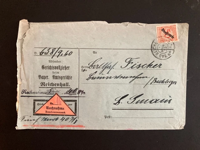 D103 EF Nachnahme Gerichtsvollzieher Bayer. Amtsgerichte Bad Reichenhall 1929