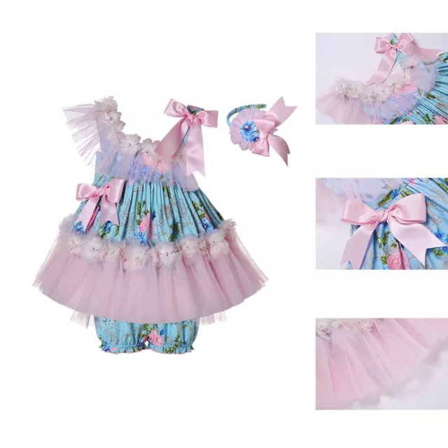 Floral Girls Spanish Dresses Summer Lace Dress 2 3 4 5 6 7-8 9-10 11-12 Years