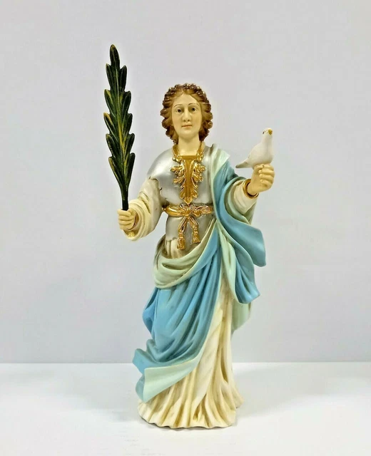 STATUE DE LA Maria Madonna Rose Mystique CM 40 IN Marbre Résine Pleine