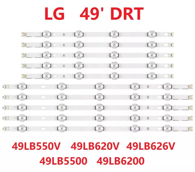 Kit 10 Led Lg Innotek Drt 3.0 49" 49Lb550V 49Lb620V 49Lb626V 49Lb5500 49Lb6200