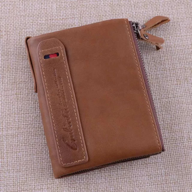 Men Vintage Leather Wallet RFID Blocking Zipper Bifold Purse Coin Pocket