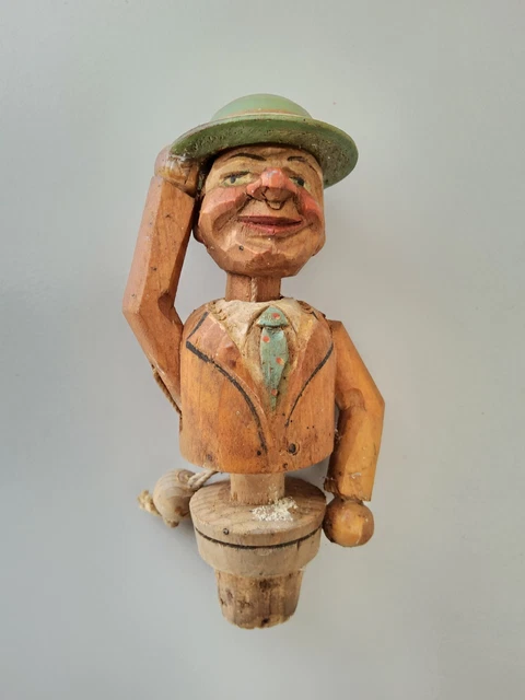 Bouchon De Bouteille Fantaisie Ancien – Tête D’âne En Bois Sculpté – Déco Rustique