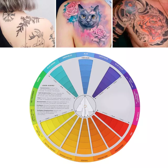 Tattoo Color Wheel Pigment Color Wheel Mixing Guide Tattoo Accessory (23cm D Esg