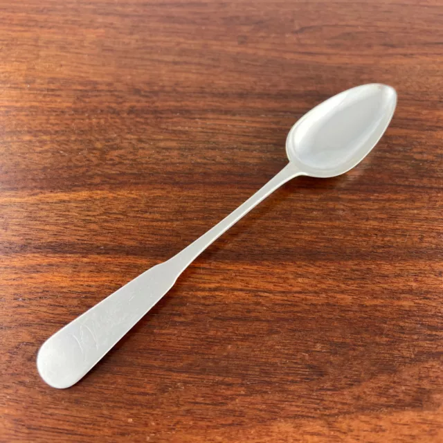 MARCUS MERRIMAN OF NEW HAVEN, CT AMERICAN COIN SILVER TEASPOON c1800 MONOGRAM AA