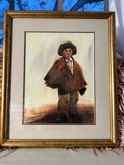 VTG WATER COLOR Painting Of A Boy.Signed And Framed 18x15 £54.22 -  PicClick UK