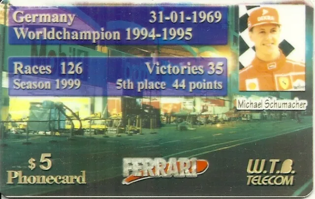 Rare / Carte Telephonique - Formule 1 Michael Schumacher / Ferrari F1 /Phonecard