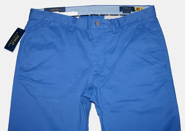 POLO RALPH LAUREN mens STRETCH SLIM FIT CHINO pants ROYAL BLUE FLAT FRONT 36 NWT