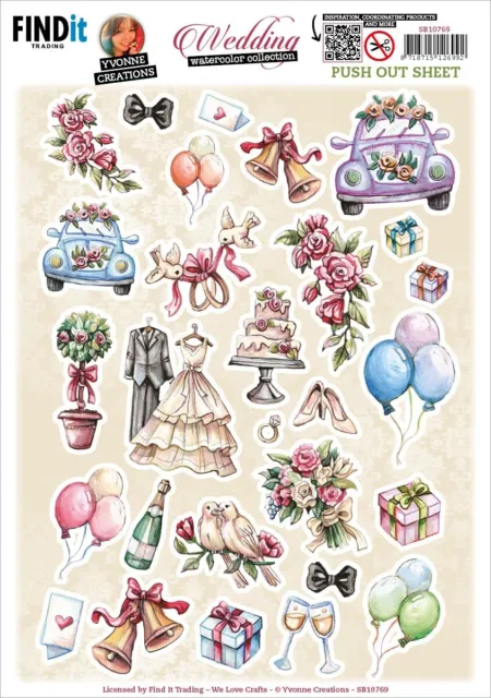 Find It Trading Yvonne Creations Hoja Punchout-Boda Pequeños Elementos A SB10769