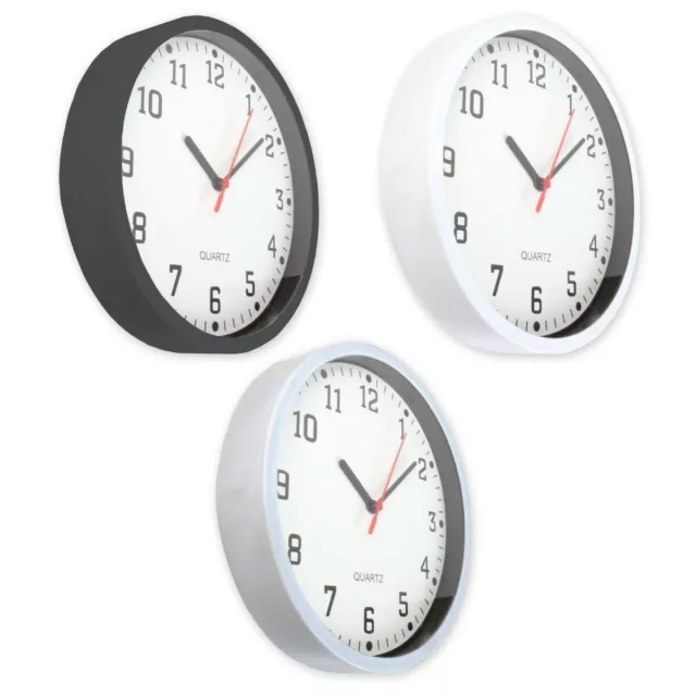 ANALOGUE WALL CLOCKS Retro Style Silver Black White Quartz Quiet Kitchen Office