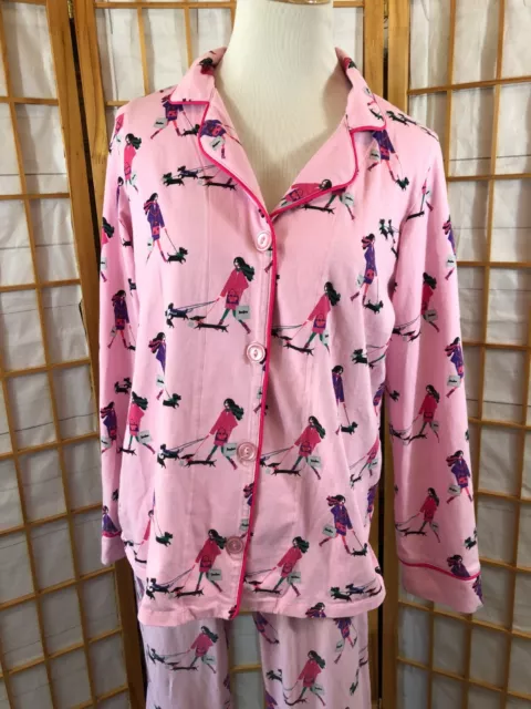 2pc Neiman Marcus Long Sleeve Pink Walking dogs Design Bed Head Pajama Set XS 2pc Neiman Marcus Long Sleeve Pink Walking dogs Design Bed Head Pajama Set XS