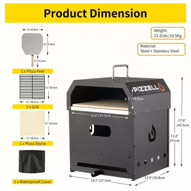 PIZZELLO Pizza Oven Bbq Wood Pellets 12" Outdoor Pizza Ovens with Pizza Stone