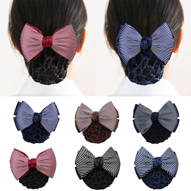 ✿ Damen Satin Schleife Mädchen Abdeckung Knoten Haarspange Netz Braten Schal