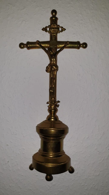 Rankomu Tischkreuz Aus Buchenholz - Handgefertigtes Kruzifix 30,5cm Mit Metallständer