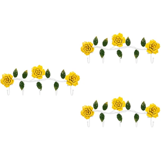 3 piezas Llaves montadas en pared Ganchos Estante Forma de Flor Ganchos Colgantes Hogar Baño