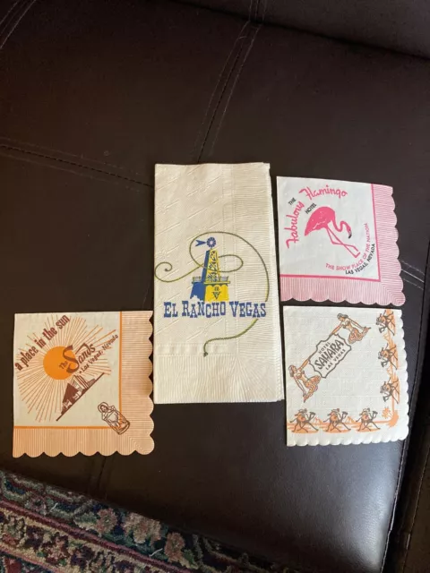 4 Cocktail Napkins Sands Flamingo Sahara El Rancho Vegas Nice Collection