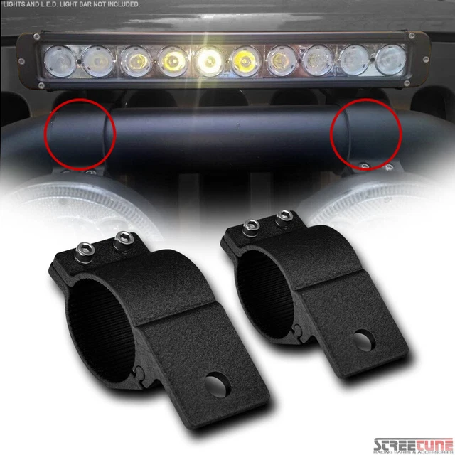 Textured Blk 2" Tube Aluminum Mount Bracket For Light Bar Motorcycle/Atv/Boat FR