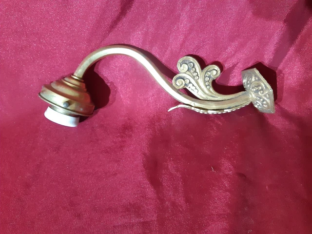 Support applique art deco col de cygne en bronze et cuivre pour tulipe 1930