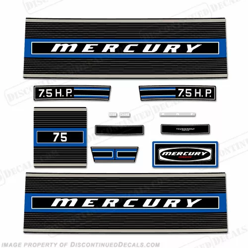 Fits Mercury 1974 7.5hp Outboard Engine Decals