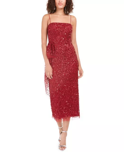 Adrianna Papell Women's Beaded Column Dress Red Size 12