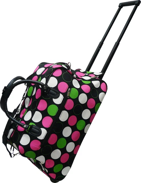 Women's Multi Polka Dot 21" Rolling Duffel Bag Suitcase Garment Carry-on Duffle