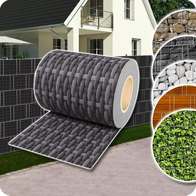 REXOO® PVC Sichtschutz Rolle Streifen Doppelstabmatten Zaun Befestigungsclips Anthrazit