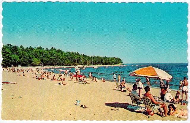 Sebago Lake State Park Beach, Naples Maine ME Old Unposted Postcard Post Card