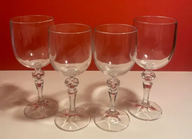 Bohemia Crystal Wine Glasses, Set of 4, Vintage, Drinkware, Glassware