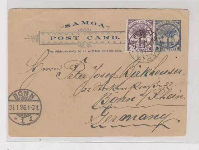 SAMOA 1896 (JAN, 1.) ,APIA (J.Davis post ) postal stationery to Germany