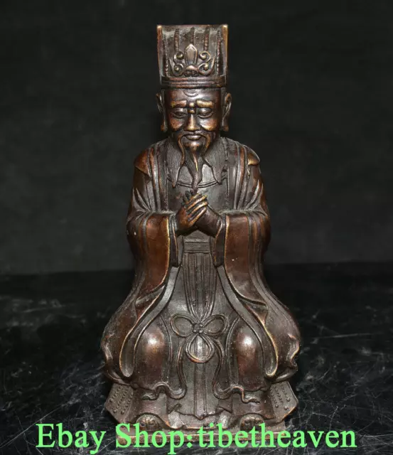 10" Rare Old Chinese Bronze Dynasty Palace Civil Servants Official Sculpture