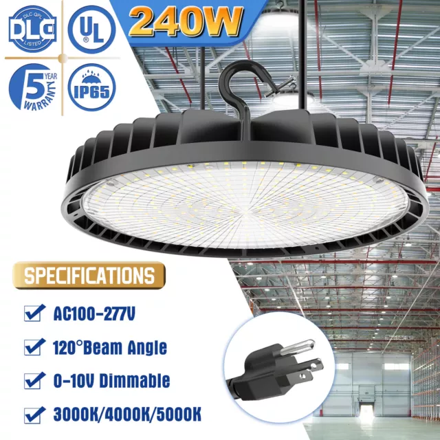 240 Watt UFO LED High Bay Light Warehouse Commercial Industrial Garage Lighting