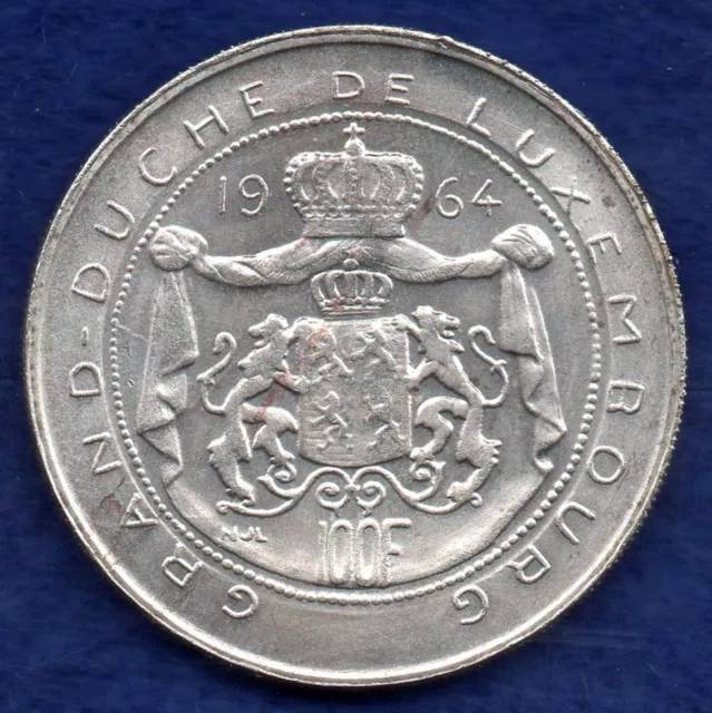 Luxembourg 1964 Silver 100 Francs, Choice Grade (Ref. f0105)