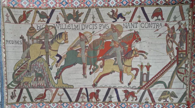 Tapisserie Murale Ancienne / Tapisserie De Bayeux / Hic Willelmi Ducis Pugnant..