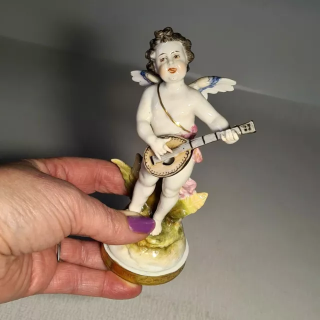 🚶 statuette figurine porcelaine allemande Angelot Musicien Rudolstadt, volksted