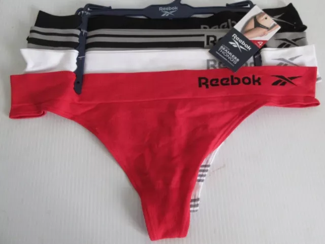 REEBOK XLARGE 4-PACK Performance Seamless G-String Thong Panties  Black/Gray/Red £28.52 - PicClick UK