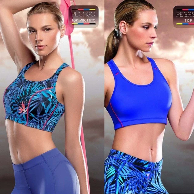 2 x TOP DONNA SPORTIVO IMBOTTITO LEPEL SPORT REGGISENO SOSTEGNO PALESTRA
