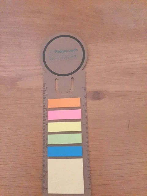 STAGECOACH CARDBOARD BOOKMARK/RULER With Post It Notes £3.58 - PicClick UK